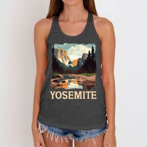 Yosemite National Park Adventure Hiking Nature Design Women's Knotted Racerback Tank