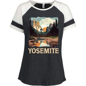 Yosemite National Park Adventure Hiking Nature Design Enza Ladies Jersey Colorblock Tee