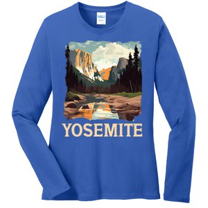 Yosemite National Park Adventure Hiking Nature Design Ladies Long Sleeve Shirt