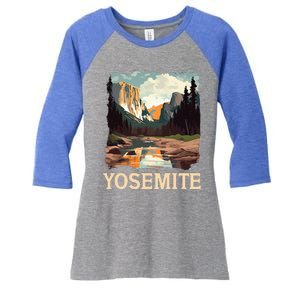 Yosemite National Park Adventure Hiking Nature Design Women's Tri-Blend 3/4-Sleeve Raglan Shirt