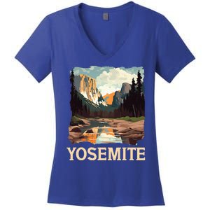 Yosemite National Park Adventure Hiking Nature Design Women's V-Neck T-Shirt