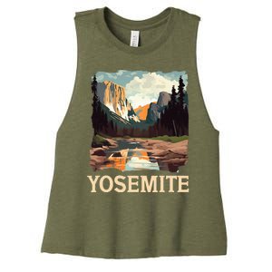 Yosemite National Park Adventure Hiking Nature Design Women's Racerback Cropped Tank