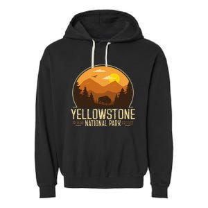 Yellowstone National Park Adventure Retro Hiking Garment-Dyed Fleece Hoodie