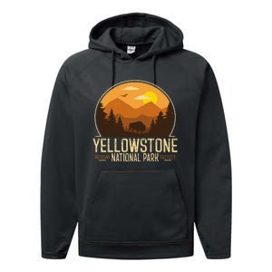 Yellowstone National Park Adventure Retro Hiking Performance Fleece Hoodie