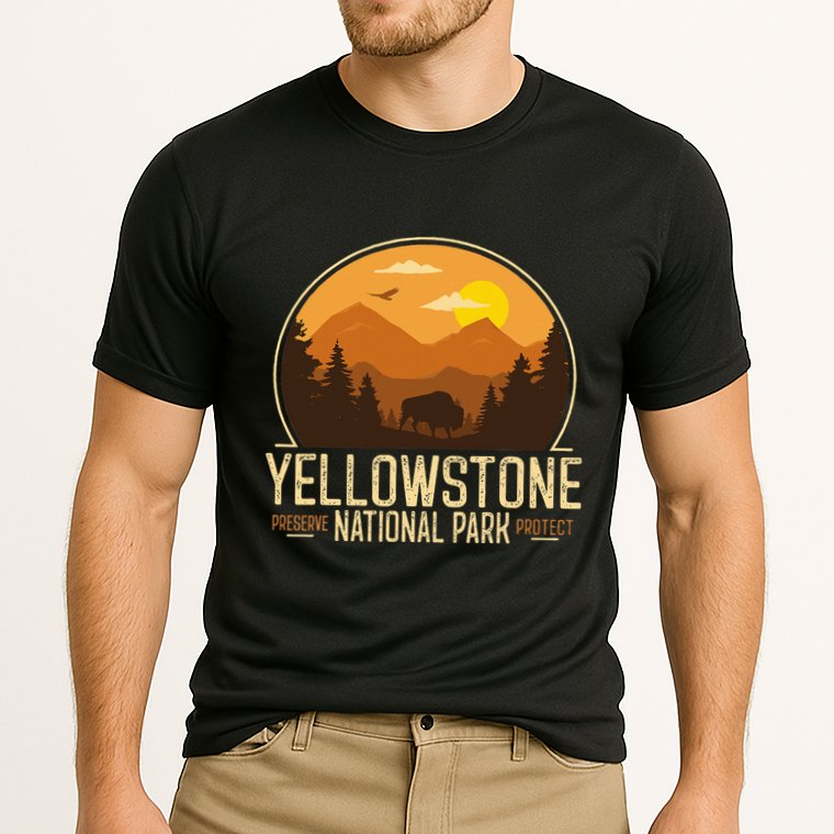 Yellowstone National Park Adventure Retro Hiking Cooling Performance Crew T-Shirt