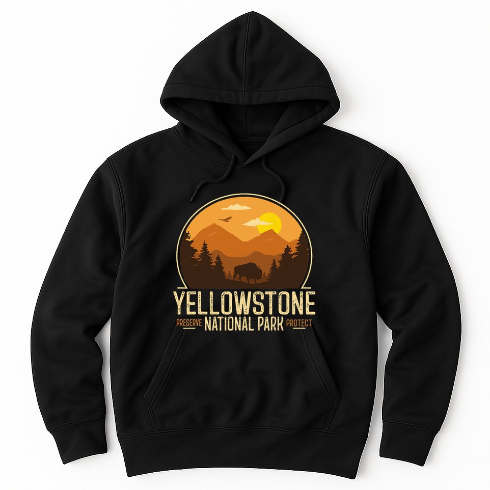 Yellowstone National Park Adventure Retro Hiking Hoodie