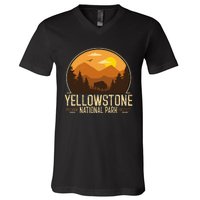 Yellowstone National Park Adventure Retro Hiking V-Neck T-Shirt