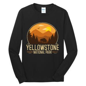 Yellowstone National Park Adventure Retro Hiking Tall Long Sleeve T-Shirt