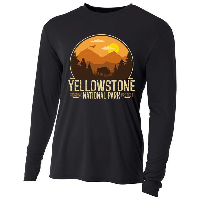 Yellowstone National Park Adventure Retro Hiking Cooling Performance Long Sleeve Crew