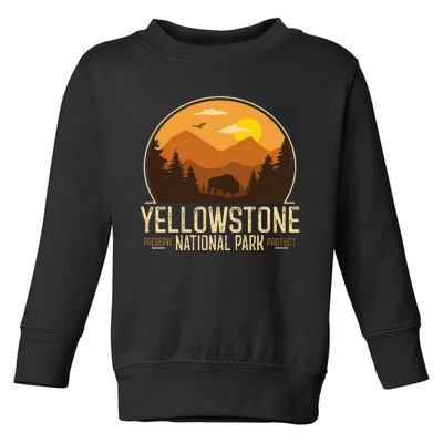 Yellowstone National Park Adventure Retro Hiking Toddler Sweatshirt