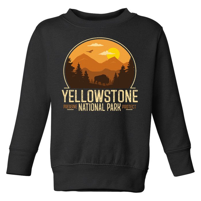 Yellowstone National Park Adventure Retro Hiking Toddler Sweatshirt