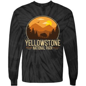 Yellowstone National Park Adventure Retro Hiking Tie-Dye Long Sleeve Shirt