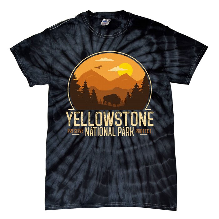 Yellowstone National Park Adventure Retro Hiking Tie-Dye T-Shirt