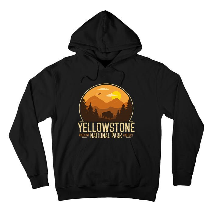 Yellowstone National Park Adventure Retro Hiking Tall Hoodie