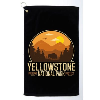 Yellowstone National Park Adventure Retro Hiking Golf Towel