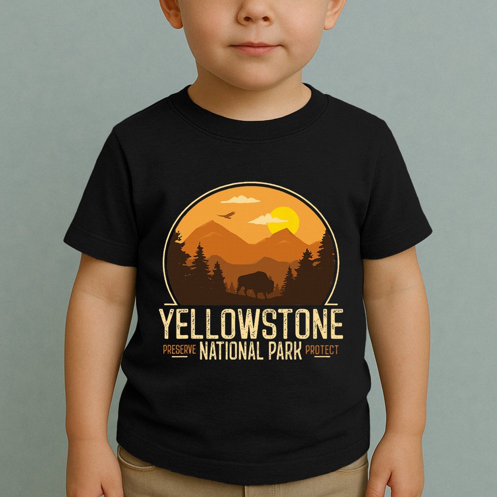 Yellowstone National Park Adventure Retro Hiking Toddler T-Shirt