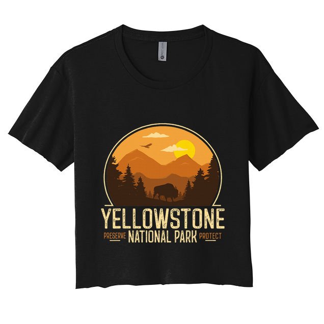 Yellowstone National Park Adventure Retro Hiking Crop Top