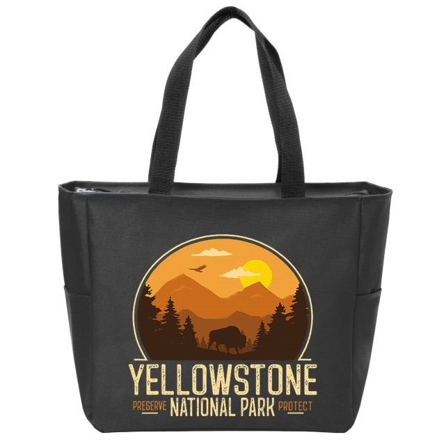 Yellowstone National Park Adventure Retro Hiking Zip Tote Bag