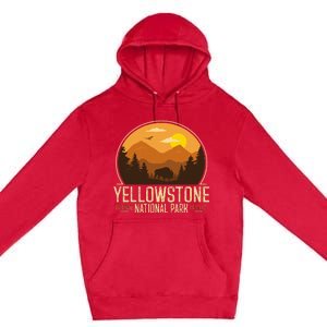 Yellowstone National Park Adventure Retro Hiking Premium Pullover Hoodie