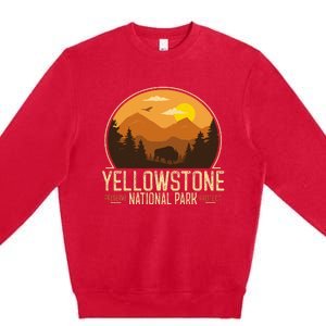 Yellowstone National Park Adventure Retro Hiking Premium Crewneck Sweatshirt