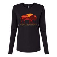 Yellowstone National Park Wyoming Buffalo Bison Sunset Womens Cotton Relaxed Long Sleeve T-Shirt