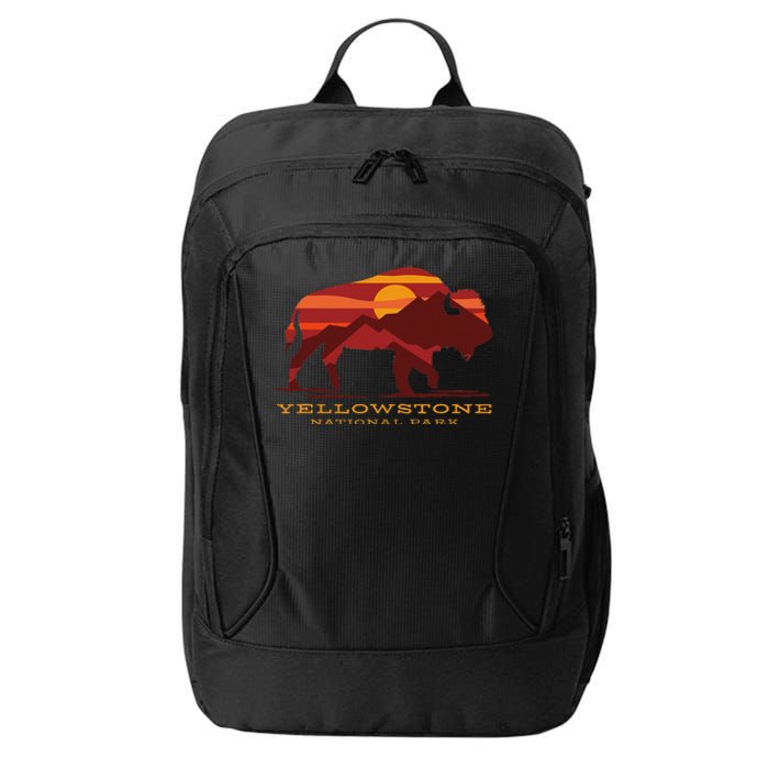 Yellowstone National Park Wyoming Buffalo Bison Sunset City Backpack