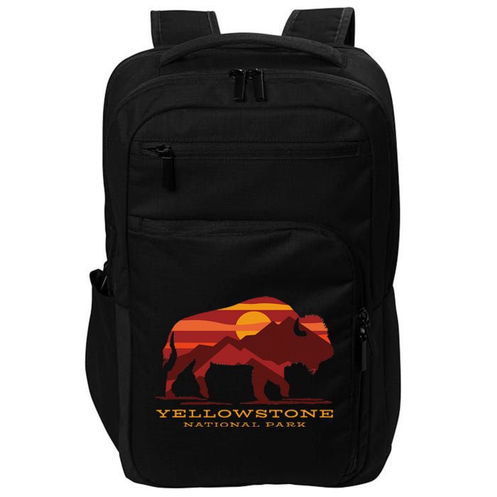 Yellowstone National Park Wyoming Buffalo Bison Sunset Impact Tech Backpack