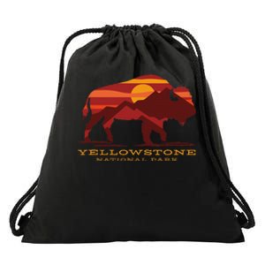 Yellowstone National Park Wyoming Buffalo Bison Sunset Drawstring Bag