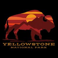 Yellowstone National Park Wyoming Buffalo Bison Sunset Drawstring Bag