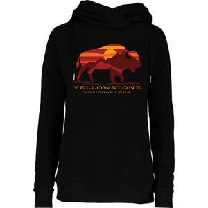 Yellowstone National Park Wyoming Buffalo Bison Sunset Womens Funnel Neck Pullover Hood