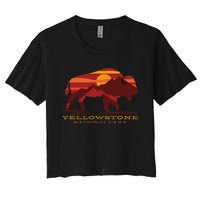 Yellowstone National Park Wyoming Buffalo Bison Sunset Women's Crop Top Tee