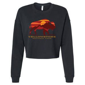 Yellowstone National Park Wyoming Buffalo Bison Sunset Cropped Pullover Crew