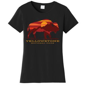 Yellowstone National Park Wyoming Buffalo Bison Sunset Women's T-Shirt