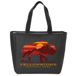 Yellowstone National Park Wyoming Buffalo Bison Sunset Zip Tote Bag