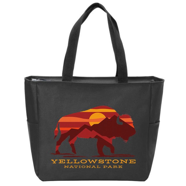Yellowstone National Park Wyoming Buffalo Bison Sunset Zip Tote Bag