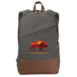 Yellowstone National Park Wyoming Buffalo Bison Sunset Cotton Canvas Backpack