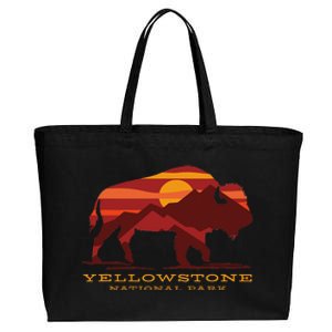 Yellowstone National Park Wyoming Buffalo Bison Sunset Cotton Canvas Jumbo Tote