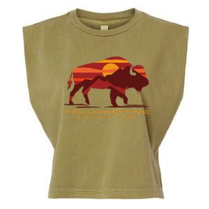 Yellowstone National Park Wyoming Buffalo Bison Sunset Garment-Dyed Women's Muscle Tee