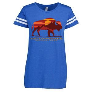 Yellowstone National Park Wyoming Buffalo Bison Sunset Enza Ladies Jersey Football T-Shirt