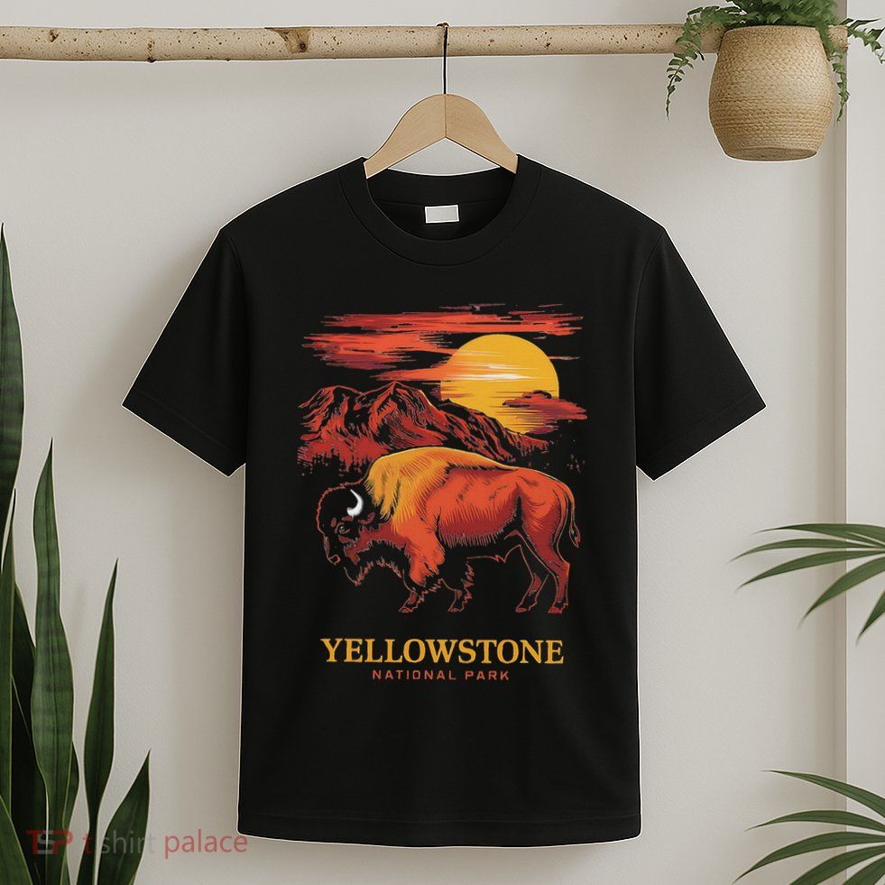 Yellowstone National Park Sun Bison Graphic T-Shirt