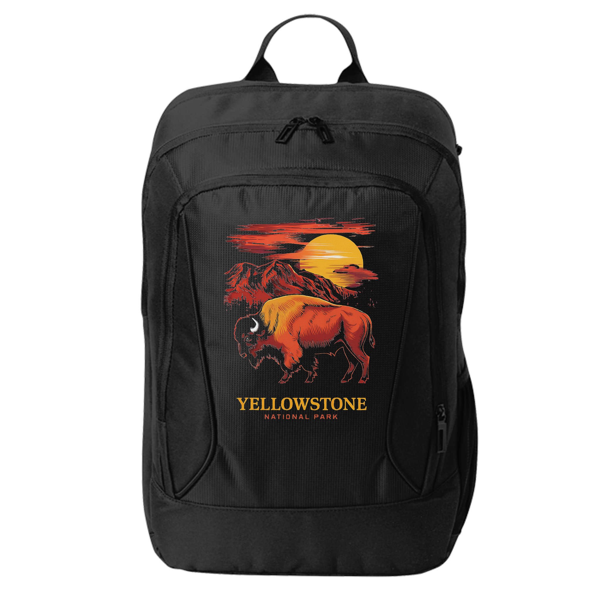 Yellowstone National Park Sun Bison Graphic City Backpack