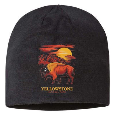 Yellowstone National Park Sun Bison Graphic Sustainable Beanie