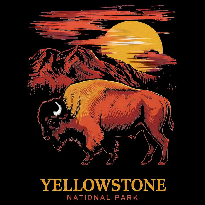 Yellowstone National Park Sun Bison Graphic Bag