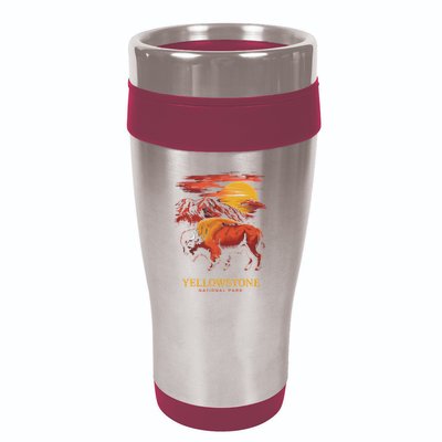 Yellowstone National Park Sun Bison Graphic 16oz Travel Tumbler