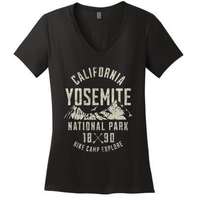 Yosemite National Park California Nature Hiking Outdoors Women's V-Neck T-Shirt