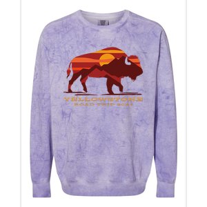 Yellowstone National Park Family Road Trip 2024 Matching Colorblast Crewneck Sweatshirt