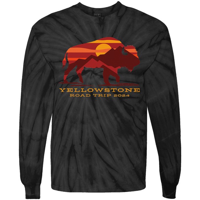 Yellowstone National Park Family Road Trip 2024 Matching Tie-Dye Long Sleeve Shirt