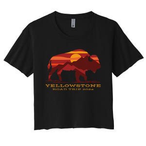 Yellowstone National Park Family Road Trip 2024 Matching Women's Crop Top Tee