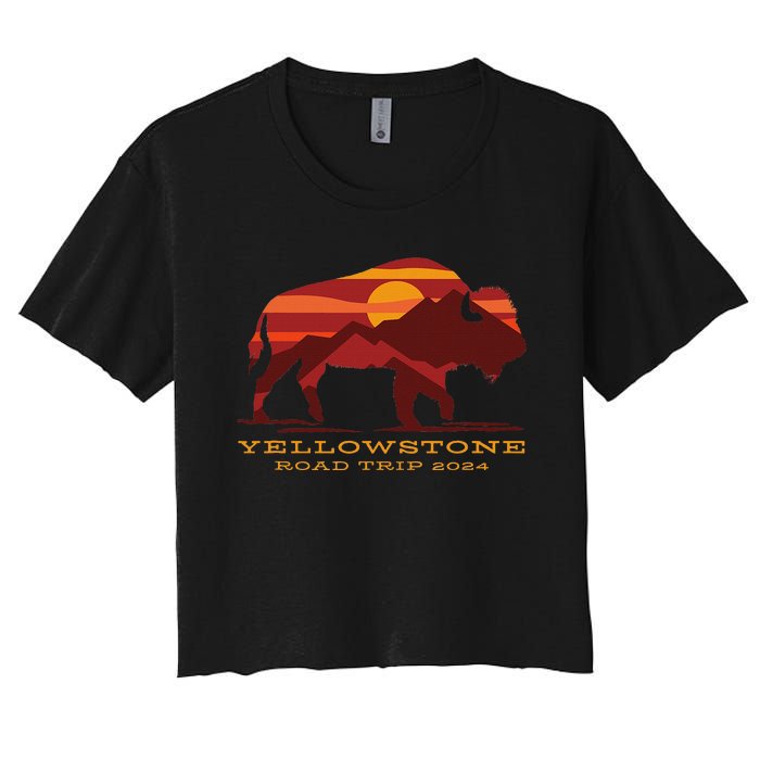 Yellowstone National Park Family Road Trip 2024 Matching Women's Crop Top Tee