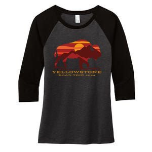 Yellowstone National Park Family Road Trip 2024 Matching Women's Tri-Blend 3/4-Sleeve Raglan Shirt